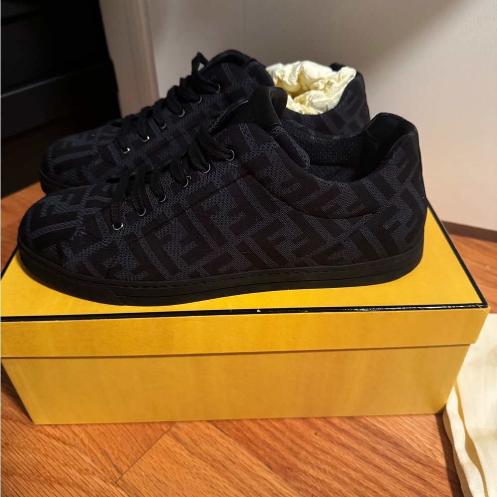 Fendi FF Logo Fabric and Calfskin Sneaker